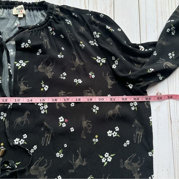 Nach Womens Sz L Horse Novelty Print Hand Drawn Pattern Blouse Top - Picture 9 of 10